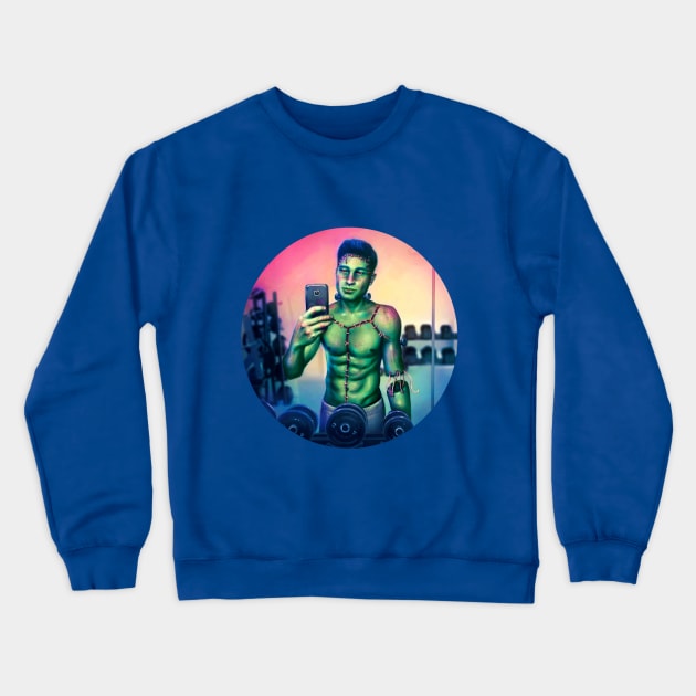 Frankenstein’s Body Building Crewneck Sweatshirt by Lyara Costa